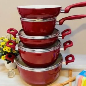 Kiam Super Ceramic 9 Pcs Cooking Set (RED)